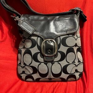 Vintage Leather Trimmed Signature C Coach Purse